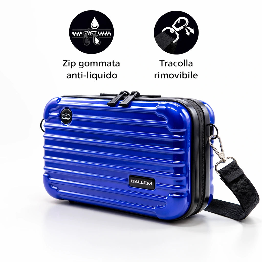 Custodia da viaggio Ballem Bag per rasoio e accessori:
Il Beauty perfetto per proteggere il tuo rasoio Ballem, i suoi accessori e i cosmetici liquidi durante viaggi, voli in aereo o giornate in palestra. Compatta, resistente e leggera, è ideale per l’uso quotidiano e il trasporto nel bagaglio a mano.