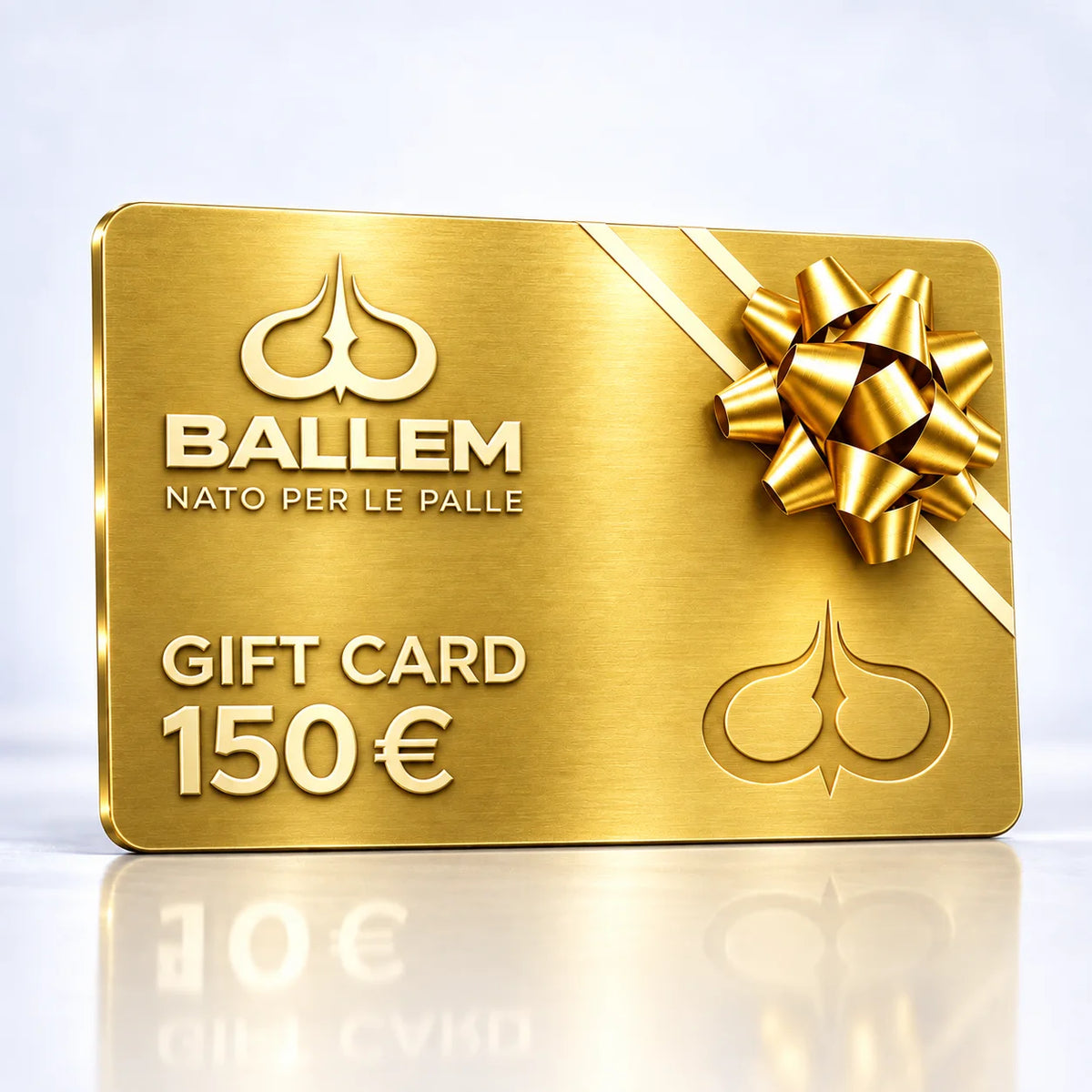 Gift card BALLEM da 150 euro, dorata con fiocco regalo
