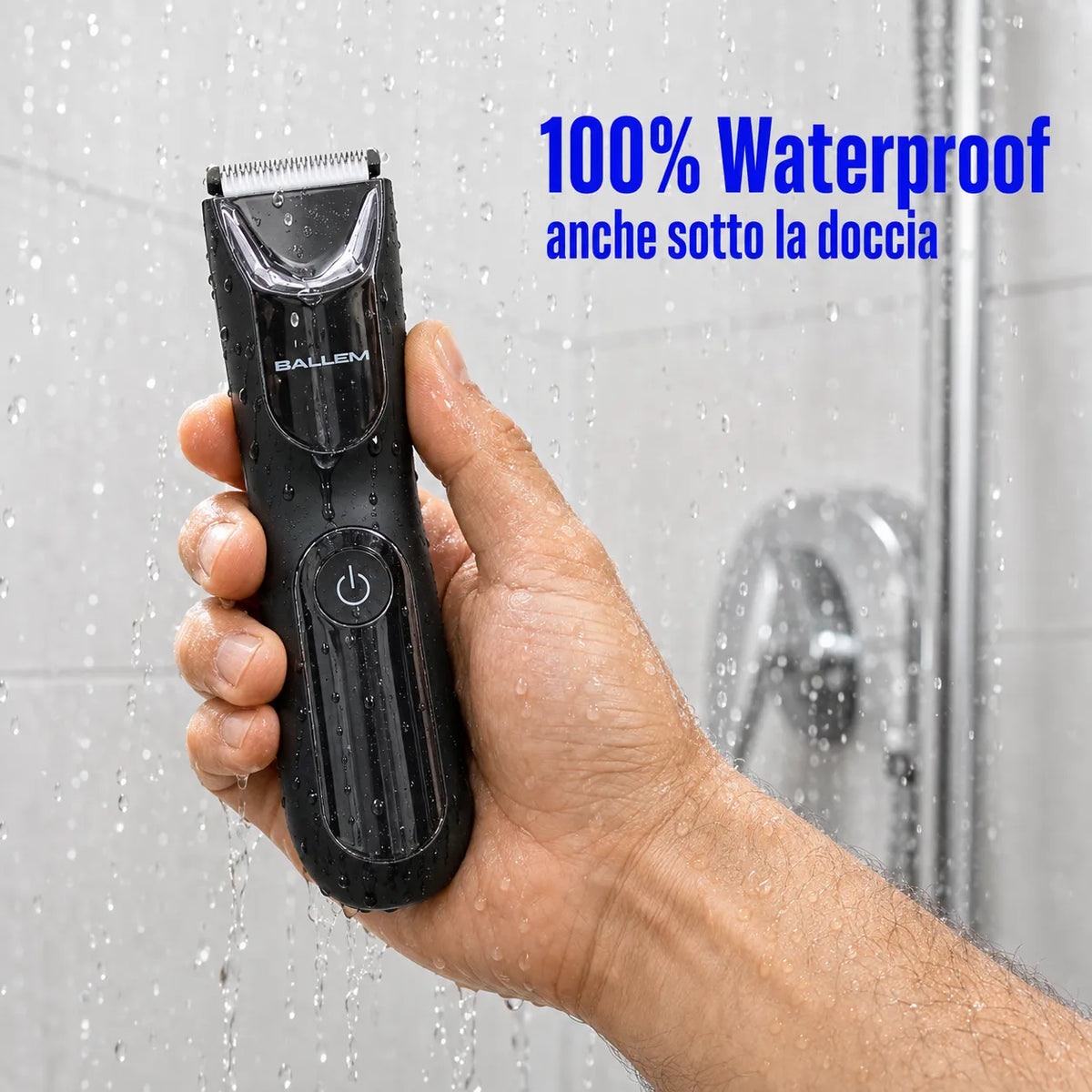rasoio elettrico corpo uomo BALLEM™ 100% impermeabile, utilizzabile sotto la doccia.