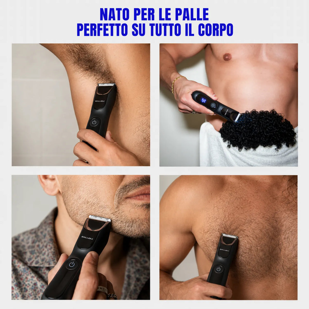 Rasoio elettrico BALLEM™ per depilare delicatamente parti intime, ascelle, petto, corpo e regolare la barba.