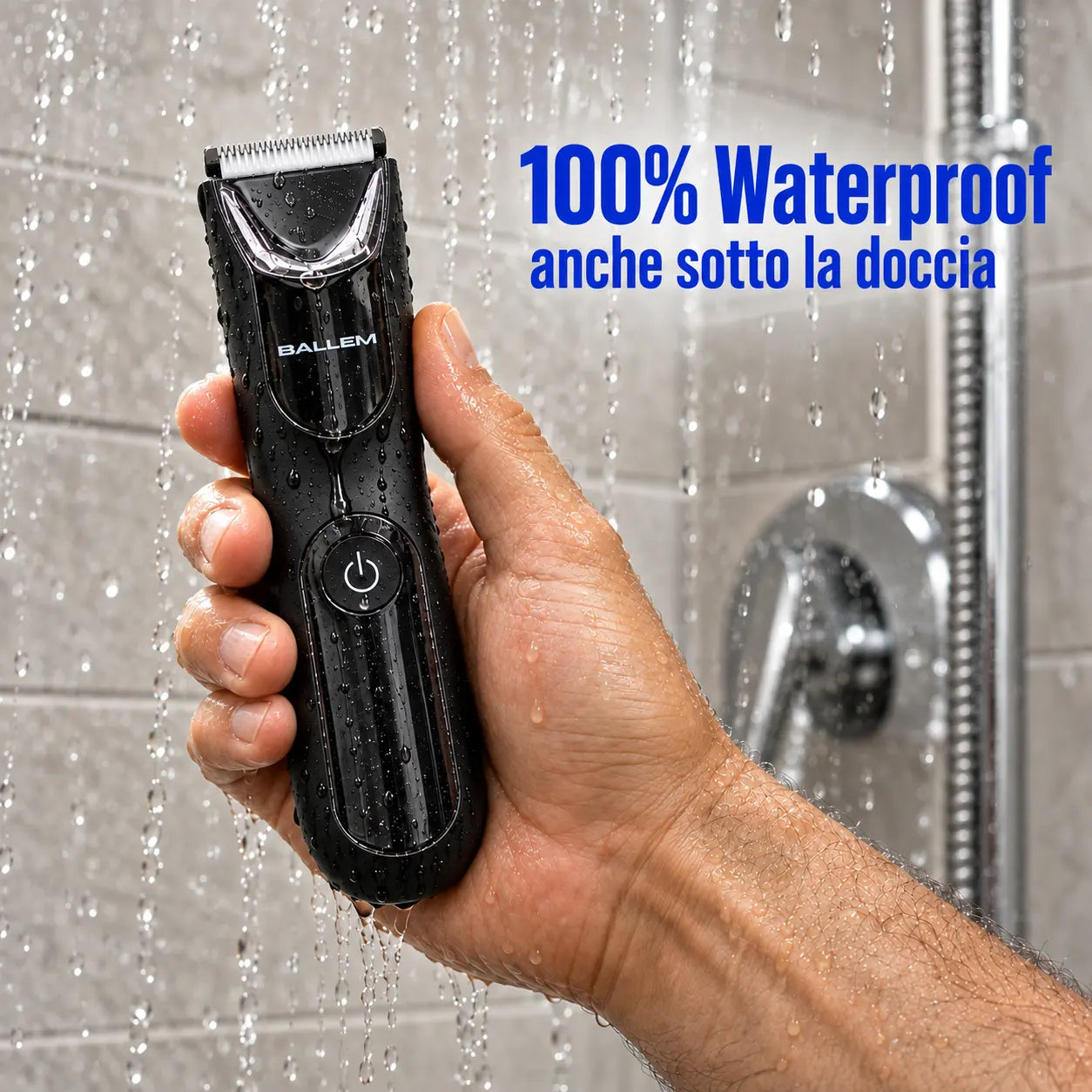 rasoio elettrico corpo uomo BALLEM™ 100% impermeabile, utilizzabile sotto la doccia.