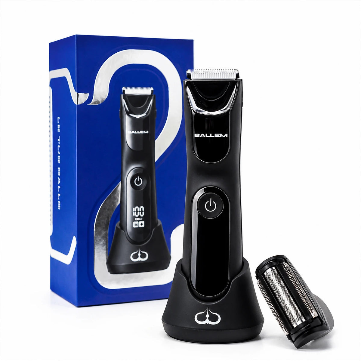Rasoio elettrico BALLEM™ 2.0 per la depilazione delle parti intime e del corpo uomo, con lama in ceramica e testina SKINZERO™.