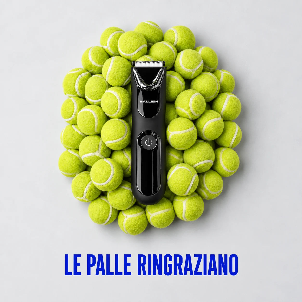 Rasoio elettrico BALLEM™ per la depilazione intima maschile, delicato sulle parti sensibili e sicuro sulla pelle.
